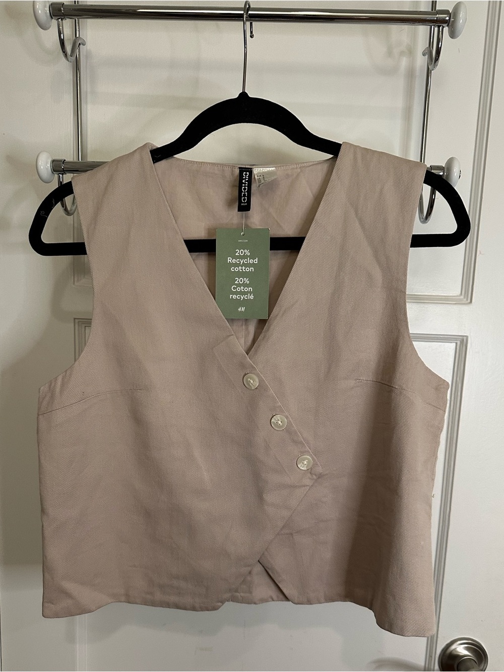 H&M Sleeveless Linen Blend Vest Top in Light Taupe, New With Tags